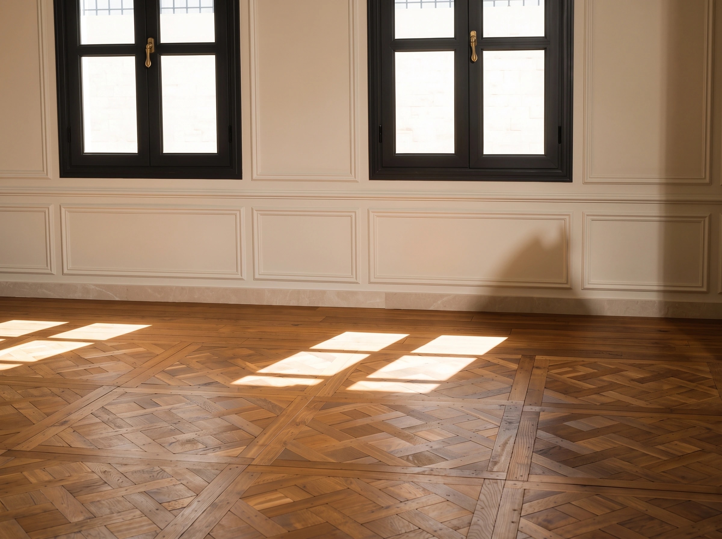 HARO parquet floor in a panelled room under soft window light