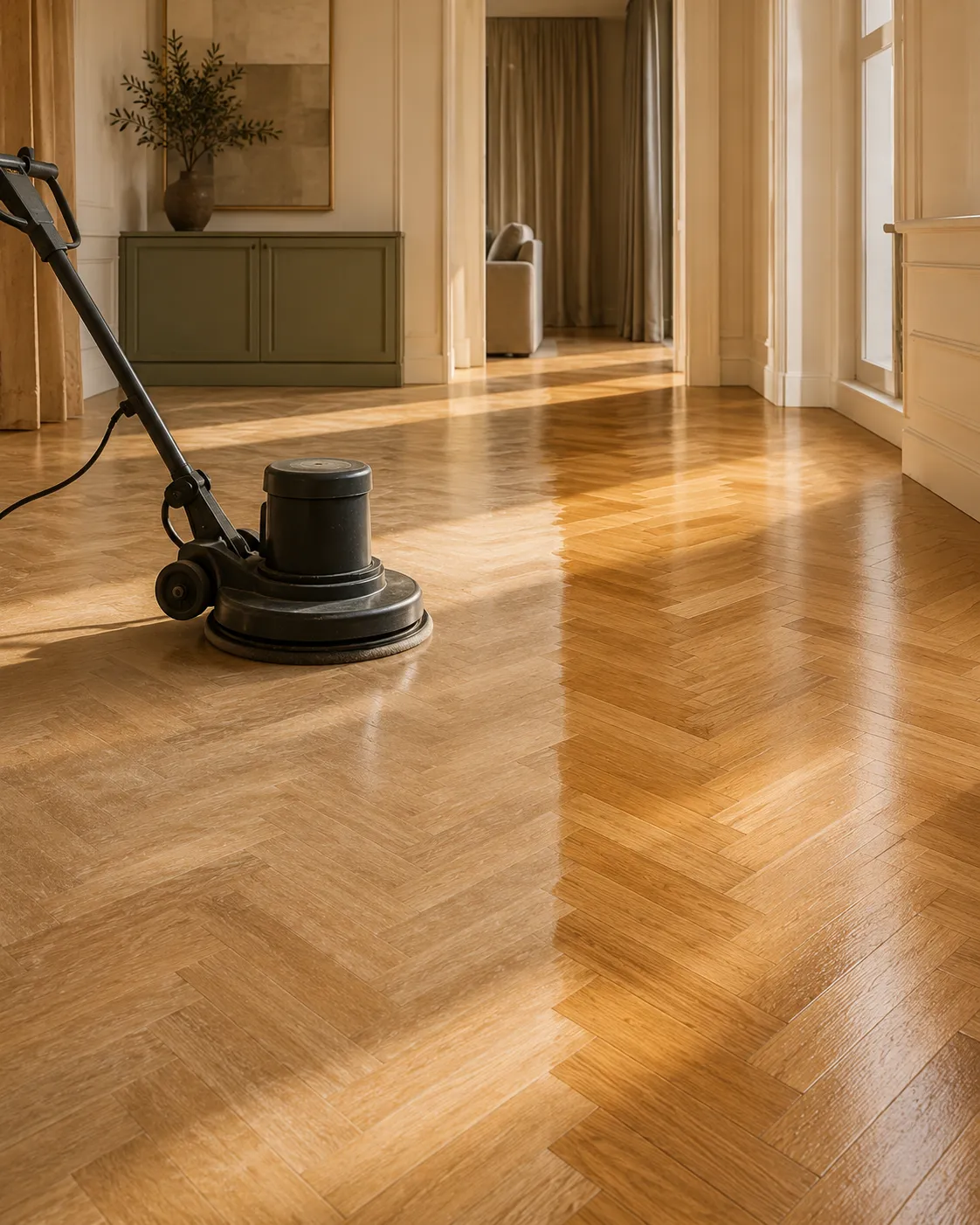 Restoring and finishing the surface of an oak floor
